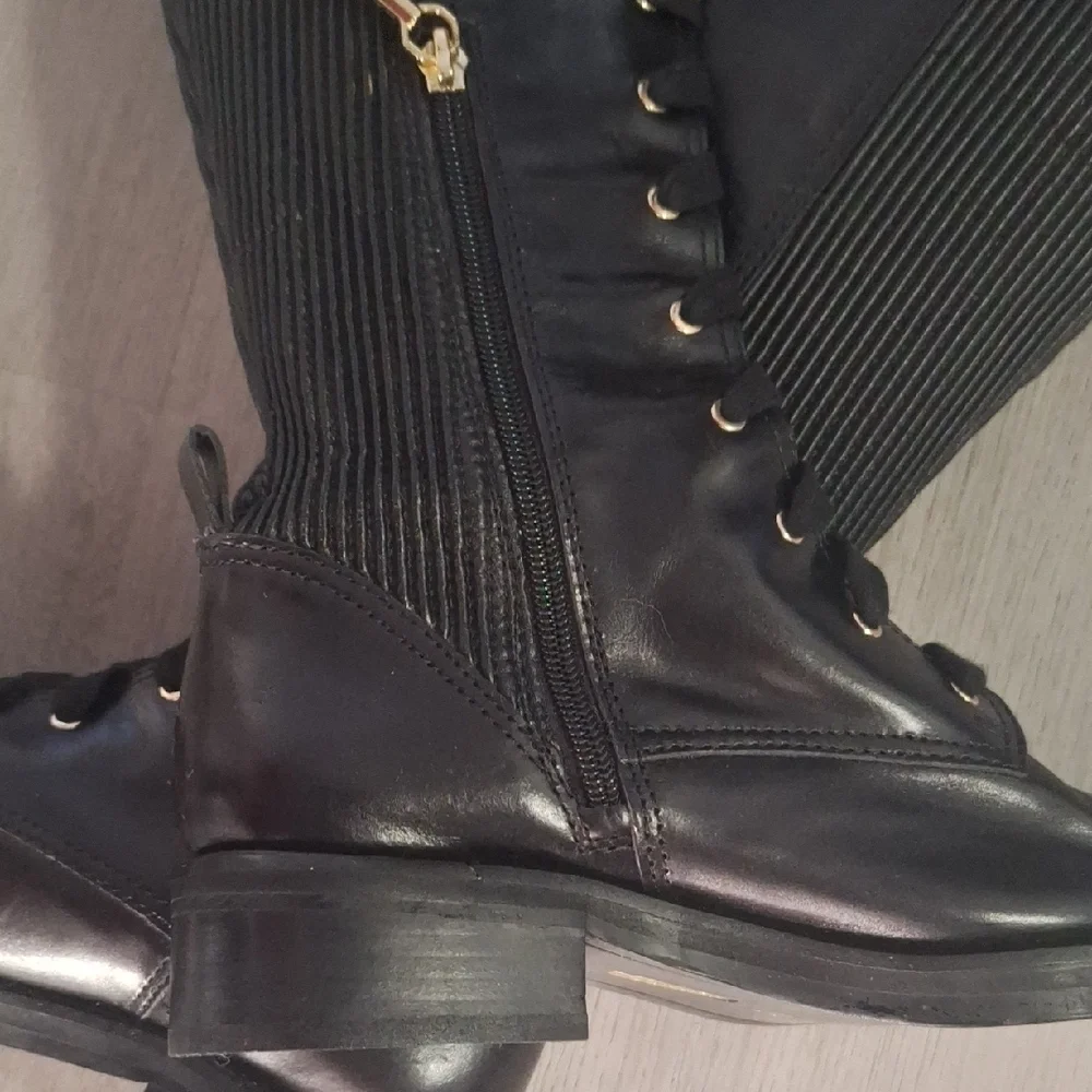 Louise Et Cie - Black Leather Lace Up Biker Boots